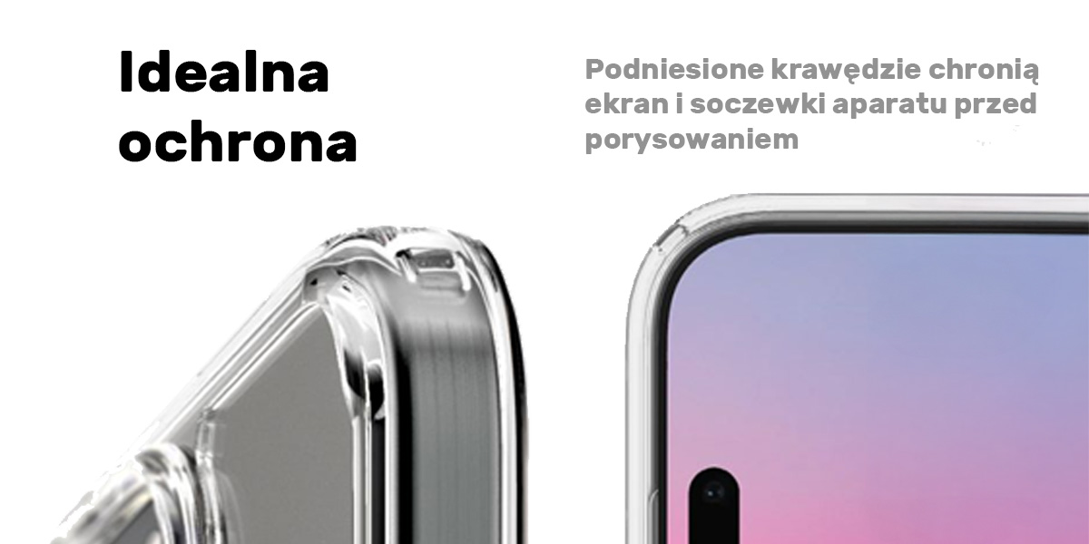 Idealna ochrona - podniesione krawędzie chronią ekran i soczewki aparatu prezd porysowaniem.